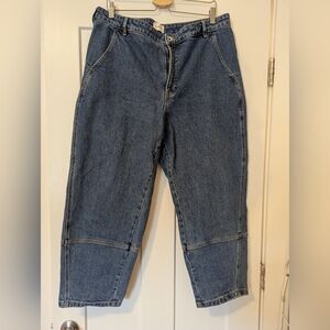 Everlane Utility Barrel Jeans, Blue Denim, Size 33